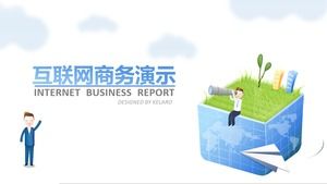 لطيف الكرتون عنصر الأعمال التجارية على الإنترنت تقرير قالب PPT