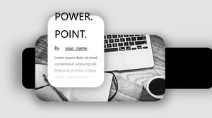 Plantilla ppt de informe de trabajo de estilo de interfaz de interfaz de usuario de color de negocios en blanco y negro