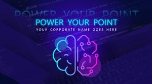 脳の創造的な回路図の明るい青紫色のビジネス電子風pptテンプレート