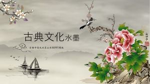 فرع الفاوانيا الطيور الثقافة الكلاسيكية الحبر النمط الصيني ملخص تقرير قالب ppt