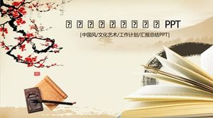 Plantilla ppt de informe de resumen de trabajo de estilo chino y cultura clásica