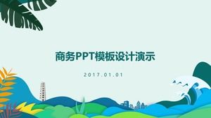 卡通海浪水草简约清新办公室商务演示ppt模板