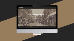 Steady high-end coffee brown European and American magazine style business work report ppt template