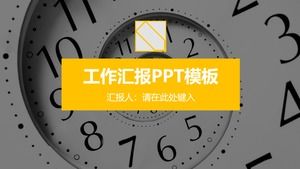 Abstract clock cover yellow gray minimalistic flat work report ppt template