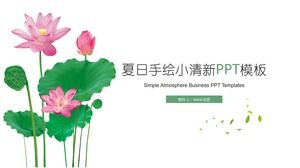 Summer lotus cool dark green flat work summary report ppt template