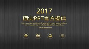 Black brushed texture background local gold color matching work summary report ppt template