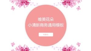 Beautiful pink flowers small fresh business work report ppt template