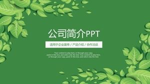 Kreskówka zielony liść mały świeży płaski profil firmy ppt szablon