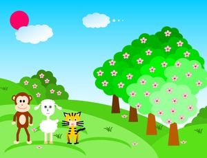 Hutan lomba-tangan ditarik vektor kartun kebun binatang hari anak-anak ppt template