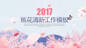 Peach blossom in spring day-relaxed atmosphere, small fresh work report dynamic ppt template