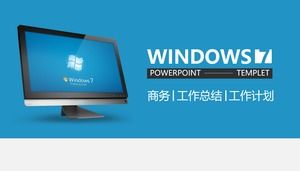 Modello ppt del rapporto di sintesi del lavoro piano semplice a tema desktop blu di Microsoft Windows