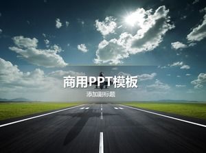 Passenger plane glides on the runway and takes off cover universal business ppt template