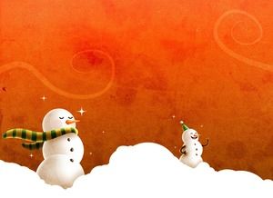 Pequeno boneco de neve no modelo de ppt festivo de neve vermelha