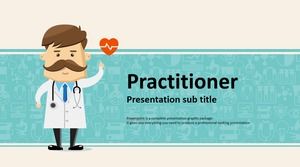 Cartoon characters European and American medical workers year-end work summary ppt template