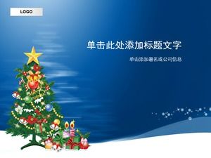 Hermoso árbol de navidad regalo de navidad azul navidad plantilla ppt