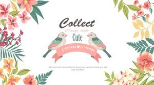 Bird language floral watercolor European and American style ppt template