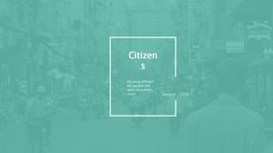 "Little citizen" -cyan minimalis UI style template ppt segar kecil yang indah