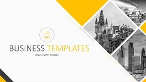 Gray and yellow color fashion simple work report summary practical business ppt template