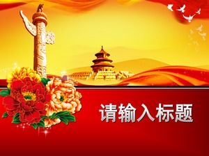 Kuil Surga Huabiao Peony Peace Pigeon Solemn Celebration Party Construction Report Template PPT