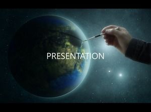 Electronic touch pen light up the earth modern technology atmosphere business minimalistic ppt template