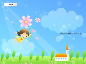 Chang You Blue Sky Children's Day exquisite cartoon ppt template