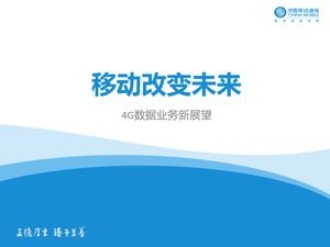 Die Kommunikation beginnt mit der kreativen minimalistischen blauen ppt-Vorlage von China Mobile