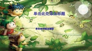 Cute dibujos animados primavera rima plantilla verde ppt