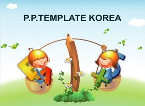 Primary school English education cartoon courseware ppt template