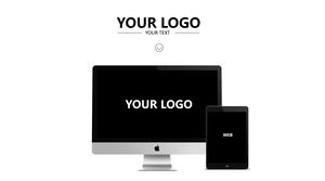 Apple komputer pad prosty szablon czarno-biały szary delikatny biznes ppt