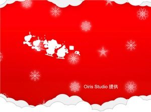 美しいクラウドスノーフレーク休日赤いクリスマスpptテンプレート