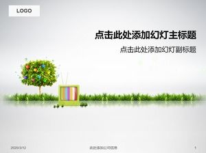 Color apple tree green environmental theme ppt template