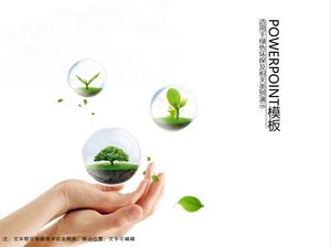 Preste atenção ao meio ambiente e cuide do modelo pequeno e simples de ppt fresco verde-terra