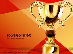Modèle PPT du rapport de performance des ventes festives de la passion rouge et jaune du trophée de Jin Cancan