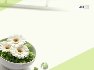 Green and elegant small flowers cool ppt template