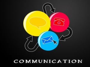 SMS telepon surat industri komunikasi modern template ppt warna-warni
