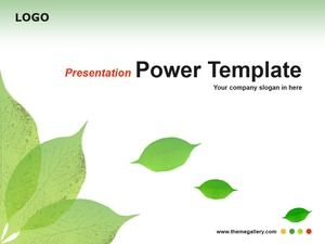 Falling green leaves fresh and simple ppt template