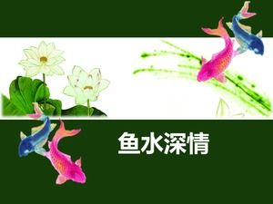 Fish and water affectionate and elegant Chinese style ppt template