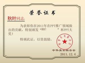 Commendation honor certificate creative personal year-end summary ppt template