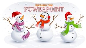 Snowman beautiful background with snowflakes-Christmas ppt template