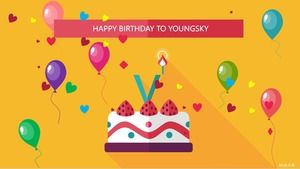 Fluttering love music background birthday card dynamic ppt template