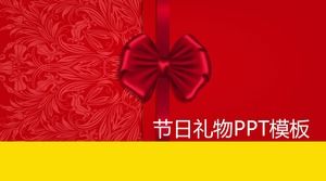 ของขวัญโบว์ของขวัญวันหยุดเทศกาลจีนแดง ppt แม่แบบ