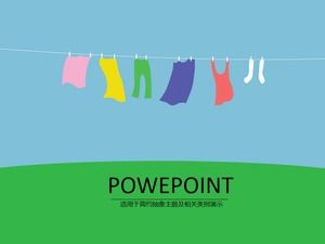 Simple ppt template of colorful clothes drying on the rope