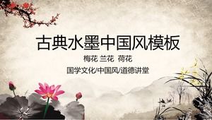 Tinte Pflaumenblüte Lotus Orchidee Hintergrund klassische chinesische Stil ppt Vorlage