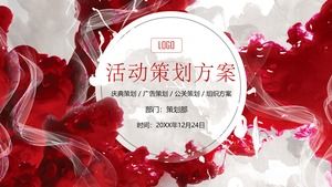Fashion red paint and pigment background event planning scheme PPT template