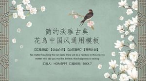 Modelo e PPT requintado de flores e pássaros clássicos em estilo chinês
