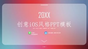 IOS style PPT template with blue and red gradient background