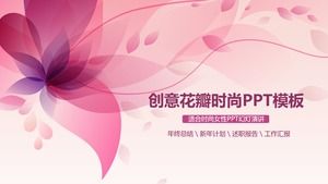 Plantilla PPT de moda con fondo rosa hermoso pétalo