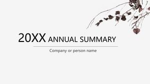 European and American PPT template with simple withered branches and leaves background