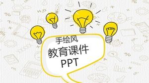 Cartoon hand drawn light bulb background chemistry open class PPT courseware template