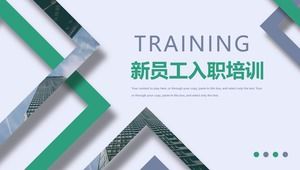 PPT template of new employee induction training on square polygon background
